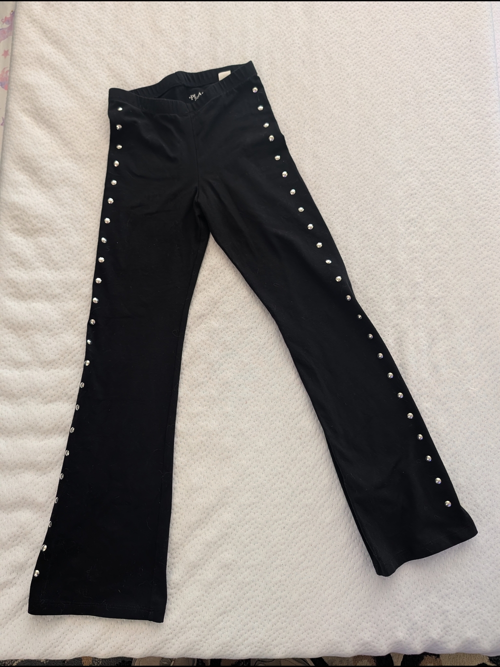 Children's Place Black Flare Pants with Silver Stud Detail